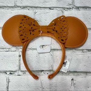 Disney Parks Minnie Mouse Faux Leather Burnt Orange Pumpkin Spice Ears NEW